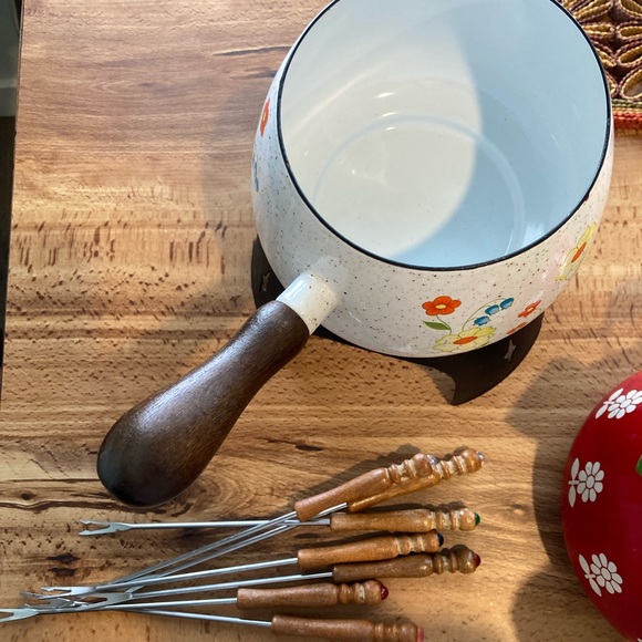 🌼vintage floral fondue set - Picture 5 of 14